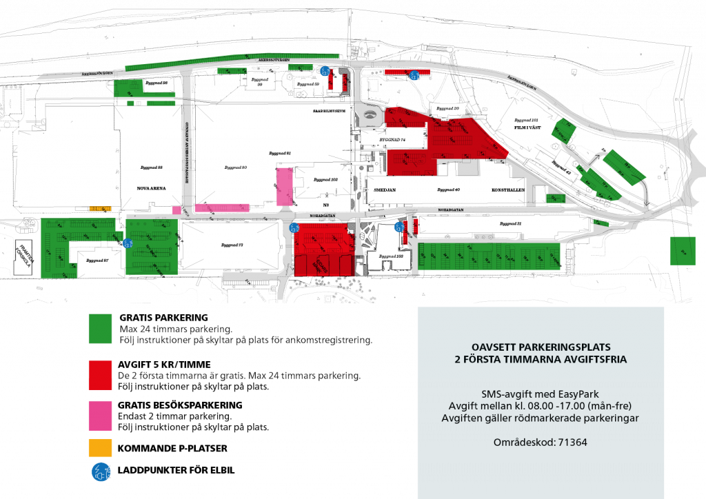 Karta över parkeringsytor på Innovatum District
